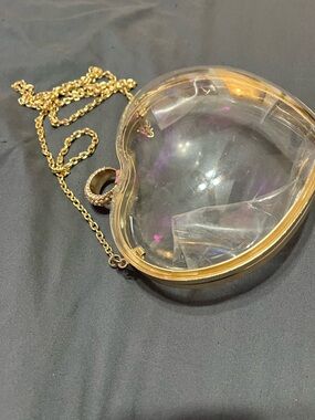 Clear Heart-Shaped Crossbody Bag with Gold Chain